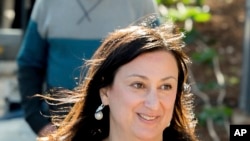 This photo taken on April 4, 2016 shows Daphne Galizia, the Maltese investigative journalist who exposed her island nation’s links with the so-called Panama Papers. Galizia was killed on Monday, Oct. 16, 2017, when a bomb destroyed her car as she was driving near her home.
