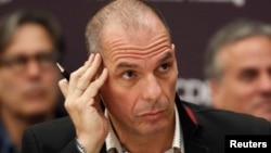 Greek Finance Minister Yanis Varoufakis attends the annual conference of the Institute for New Economic Thinking (INET) at the Organisation for Economic Cooperation and Development (OECD) headquarters in Paris, April 9, 2015. 
