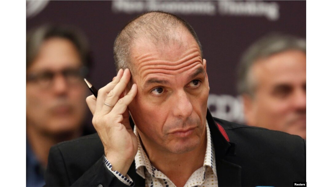 File - Greek Finance Minister Yanis Varoufakis attends a conference at OECD headquarters in Paris, April 9, 2015.