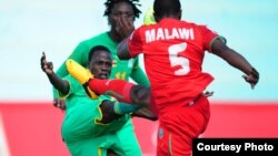 Warriors in action at Levy Mwanawasa Stadium on Wednesday in a COSAFA Castle Cup semi-final match clash with Lesotho