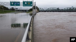 The area's major north-south highway, Route 29, is flooded, Trenton, N.J., as the Delaware River continues to rise, September 8, 2011.