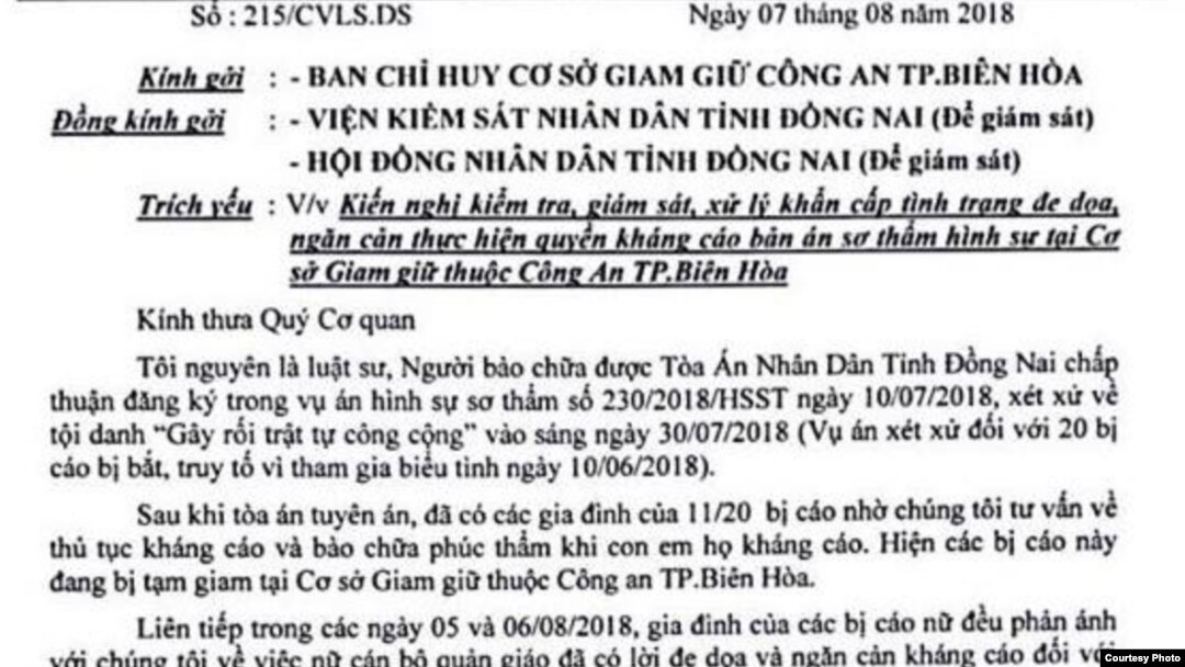 Đơn của LS. Đặng Đình Mạnh