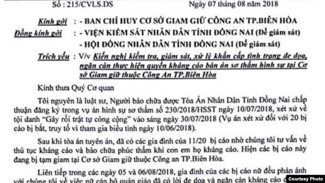 Đơn của LS. Đặng Đình Mạnh