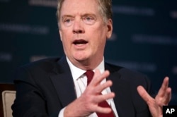 U.S. Trade Representative Robert Lighthizer speaks at the 9th China Business Conference at the U.S. Chamber of Commerce in Washington, May 1, 2018.