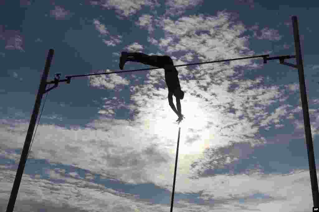 Sam Kendricks of the U.S. competes in the men&#39;s pole vault for the Americas at the IAAF track and field Continental Cup in Ostrava, Czech Republic.