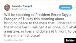 Trump tweet on Erdogan
