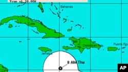 Tomas' position as of Monday and the storm's predicted track