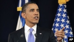 President Barack Obama during his joint news conference with President of El Salvador Mauricio Funes at the National Palace in San Salvador, El Salvador, March 22, 2011