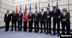 FILE - Group picture taken at the UN building in Vienna after Iran and six major world powers reached a nuclear deal.