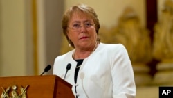 FILE - Chilean President Michelle Bachelet's popularity has fallen as corruption scandals and natural disasters have thwarted her reform plans.