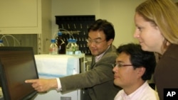 Researchers (from left) Shin-ichiro Imai, Jun Yoshino and Kathryn Mills showed that a natural compound, NMN, helps treat symptoms of diabetes in mice.