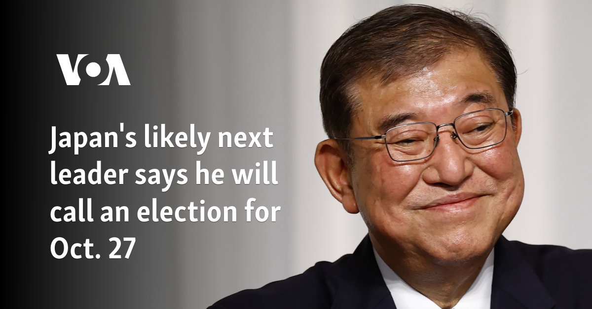 Japan's likely next leader says he will call an election for Oct. 27