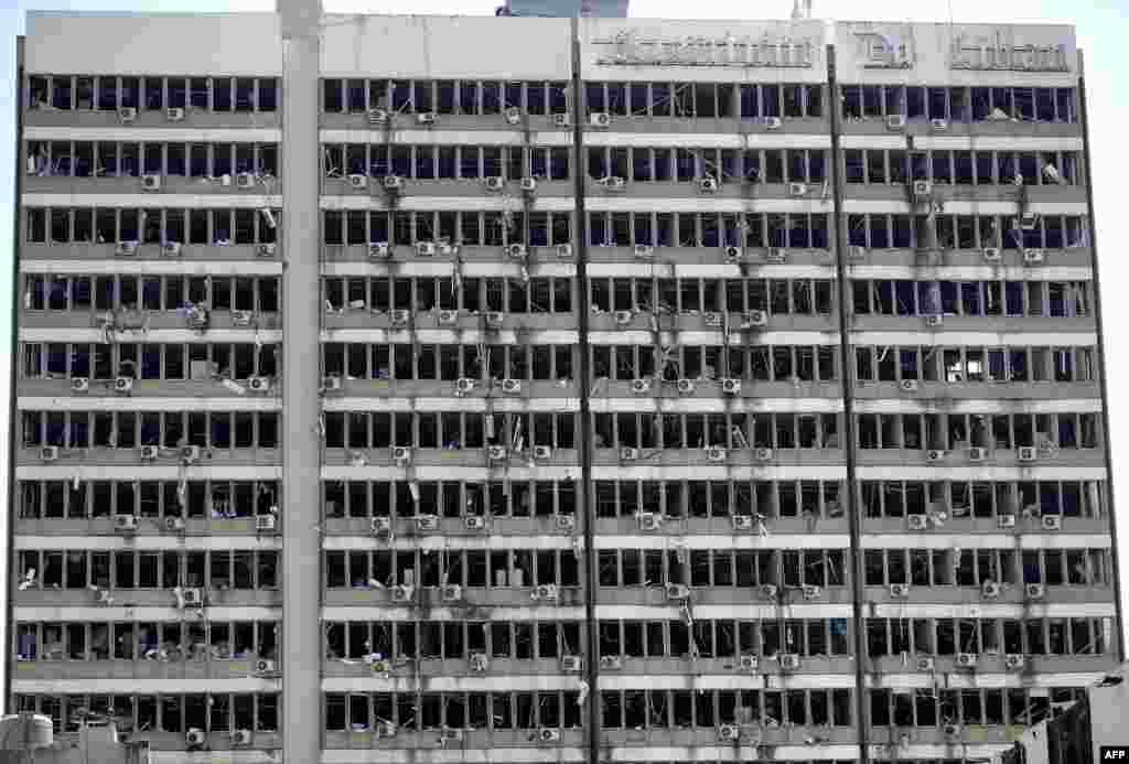 Damage to the Electricity of Lebanon building is seen following a massive explosion in the Lebanese capital Beirut.