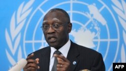 General Babacar Gaye, the UN secretary-general's representative to Central African Republic, speaks on Feb. 6, 2014, at UN headquarters in Bangui.