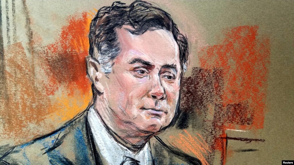 Ông Manafort trong hình vẽ xuất hiện trước tòa