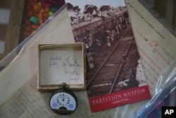 A pocket watch of Indian man Pandit Devi Dass, who was killed in mob violence in Pakistan, was later donated by his son to the Partition Museum, in New Delhi, India, July 21, 2017.