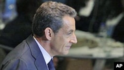 French President Nicolas Sarkozy makes a point during his address to the 66th United Nations General Assembly at U.N. headquarters in New York, September 21, 2011.