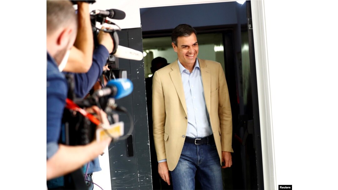 Spain's acting Prime Minister Pedro Sanchez arrives at a party meeting a day after Spain's general election, at PSOE headquarters in Madrid, Spain, April 29, 2019.