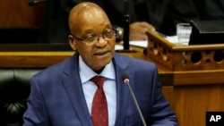 South African President Jacob Zuma, gives the State of the Nation address at Parliament in Cape Town, South Africa, June 17, 2014. 