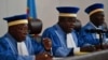 Le Président de la Cour constitutionnelle de la République démocratique du Congo, Noël Funga (C), à Kinshasa, le 15 janvier 2019.