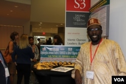 Aminu Gamawa of the Development Research and Project Center (DRPC) which seeks to build capacity for maternal, neonatal and child health in Kano City, northern Nigeria, at an annual event organized by Saving Lives at Birth, July 28, 2016. (S. Solomon/VOA)