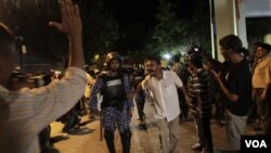 Pendukung mantan Presiden Maladewa, Mohamed Nasheed, melakukan unjuk rasa di ibukota Male (12/2).