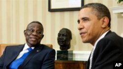 美國總統奧巴馬在白宮會見加納總統約翰.埃文斯.阿塔.米爾斯