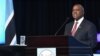 Le président du Botswana, Mokgweetsi Masisi, prononce son discours après sa prestation de serment à Gaborone, le 1er novembre 2019. (Photo by Monirul Bhuiyan / AFP)