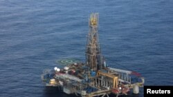 FILE - A view ofa representative offshore gas drilling rig in the east Mediterranean. Courtesy Cyprus Public Information Office via Reuters. Taken Nov. 21, 2011. 