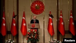 Presiden Turki, Recep Tayyip Erdogan di Istana Presiden, Ankara, 15 Juli 2018. (Foto: dok).