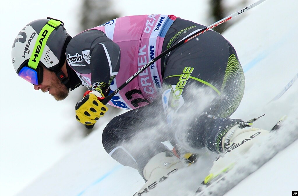 미국 콜로라도 주 비버 크릭에서 크에틸 얀스루드(Kjetil Jansrud) 선수가 월드컵 스키 남자 다운힐 스키 트레이넝 런에서&nbsp; 활강하고 있다.