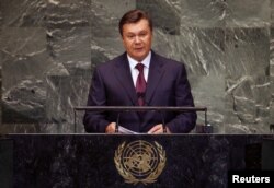 President of Ukraine Viktor Yanukovych addresses the 67th United Nations General Assembly at U.N. headquarters in New York, September 26, 2012.
