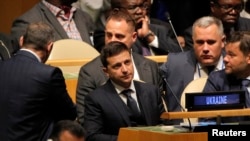 Президент Владимир Зеленский на сессии ГА ООН в Нью-Йорке. 24 сентября 2019 г.