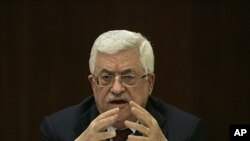 Palestinian President Mahmoud Abbas speaks during a meeting of the Fatah central committee at his headquarters in the West Bank city of Ramallah, January 29, 2012.