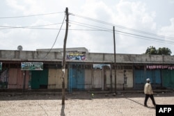 Stores are closed along a street in Addis Ababa, Ethiopia, during a three-day strike called by opposition parties pressing for the release of political prisoners, March 5, 2018. (AFP)