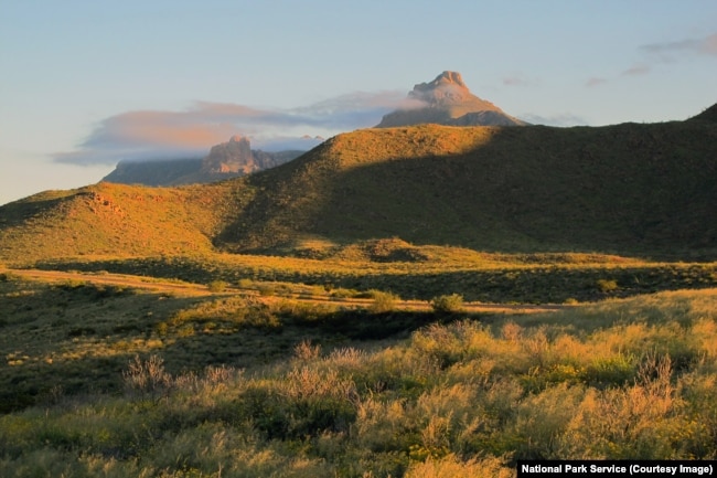 The Chisos Mountains in the afternoon light, Big Bend National Park.