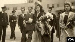 پرنسس فوزیه (وسط) همراه با پرنسس اشرف پهلوی خواهر دوقلوی محمدرضا شاه پهلوی 