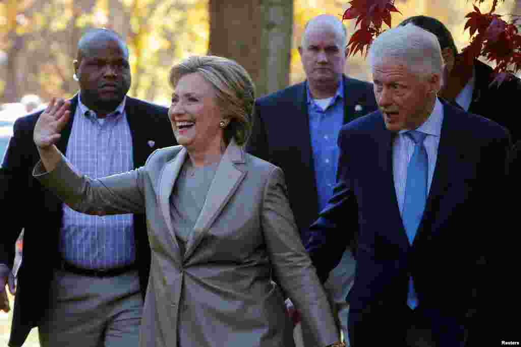 U.S. Democratic presidential nominee Hillary Clinton and her husband, former U.S. President Bill Clinton