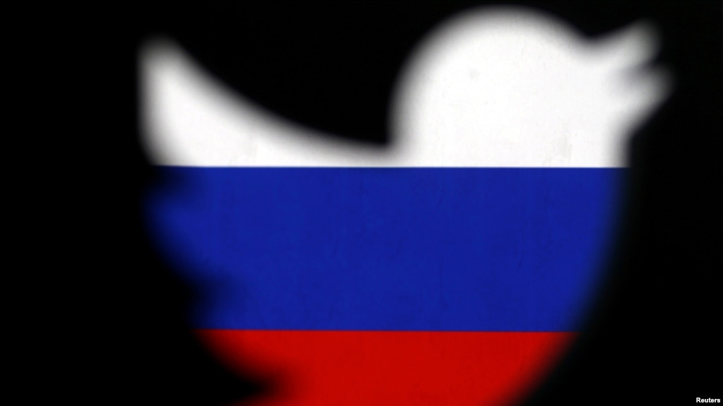 带有俄罗斯国旗颜色的推特标识 （资料照 路透社)(photo:VOA)