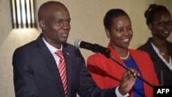 Haitian President-elect Jovenel Moise of PHTK political party, gives a speech, in Petion Ville, a suburb of the Haitian capital of Port-au-Prince on Jan. 3, 2017. 