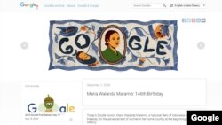 Maria Walanda Maramis (hidup: 1872-1924), seorang pahlawan perempuan Indonesia, menjadi figur yang disorot oleh Doodle Google, hari Sabtu (1/12). (Courtesy: Google)