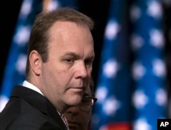 FILE - Rick Gates, then a campaign aide to Republican presidential candidate Donald Trump, is seen at the Republican National Convention in Cleveland, Ohio, July 21, 2016.