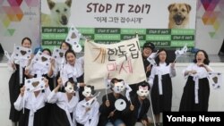 Unjuk rasa menentang penjuangan daging anjing dan kucing di Korea Selatan. (Foto:dok)