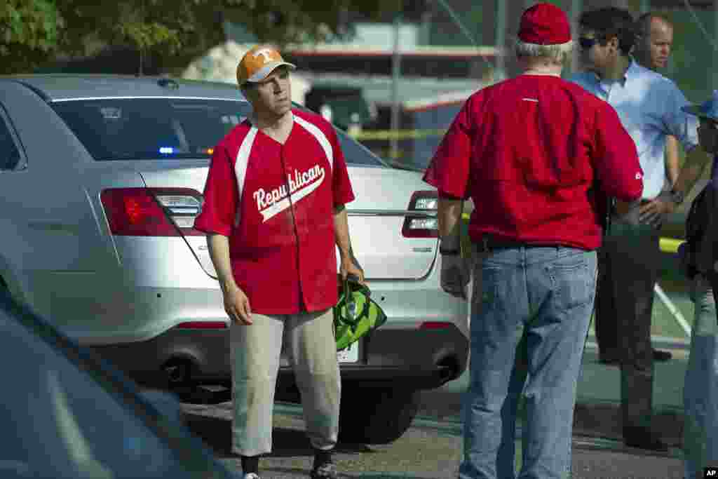 Rep. Chuck Fleischmann, R-Tenn. is seen near the scene of a shooting in Alexandria, June 14, 2017, where House Majority Whip Steve Scalise of La. was shot during a Congressional baseball practice.