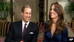 Britain's Prince William and Kate Middleton during a television interview recorded and aired on the day they announced their engagement 16 Nov. 2010.