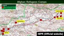 آئی ایس پی آر کی جانب سے جاری کیا جانے والا نقشہ جس میں افغان مہاجر بستیوں کی نشان دہی کی گئی ہے