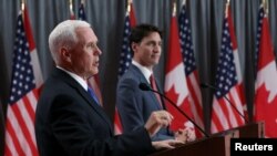 El vicepresidente de Estados Unidos, Mike Pence, se reunió el jueves 30 de mayo de 2019 con el Primer Ministro de Canadá, Justin Trudeau, durante una visita a ese país.