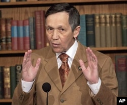 FILE - Rep. Dennis Kucinich, D-Ohio speaks during a news conference on Capitol Hill.