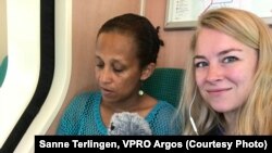 Journalist Sanne Terlingen working on radio documentary on women in Eritrea/ Photo: Sanne Terlingen / VPRO Argos