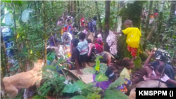 Pengungsi warga Kampung Imsun di hutan. (Foto: Courtesy/KMSPPM)